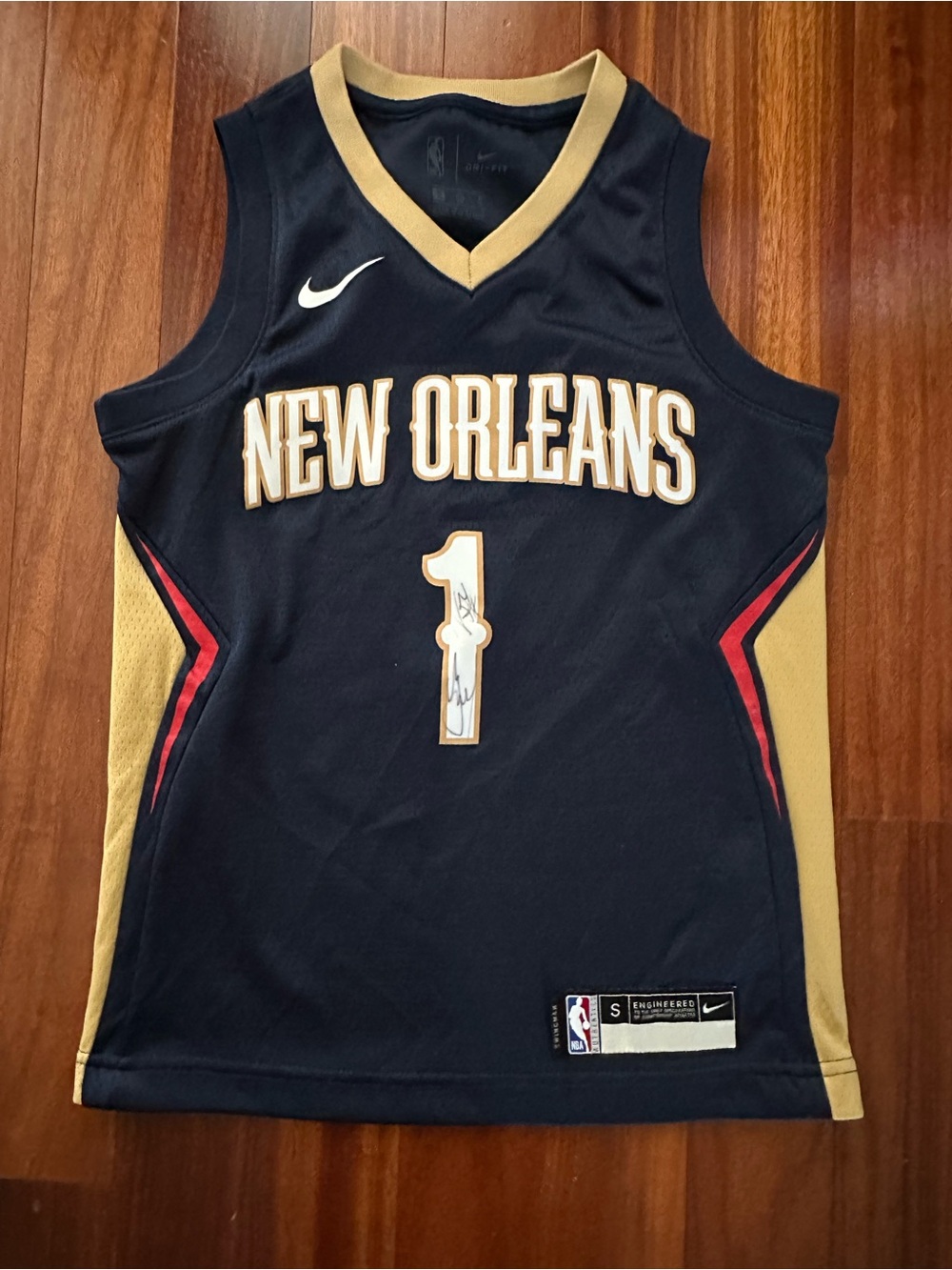 Nike Pelicans Williamson Navy and Gold Dri-FIT NBA Team Jersey
